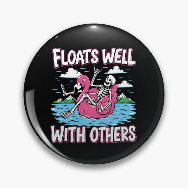 Item preview, Floats Well with Others,skeletonon Pink Flamingo Summer Joke designed and sold by BornBorn.