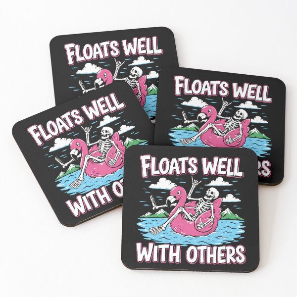 Item preview, Floats Well with Others,skeletonon Pink Flamingo Summer Joke designed and sold by BornBorn.
