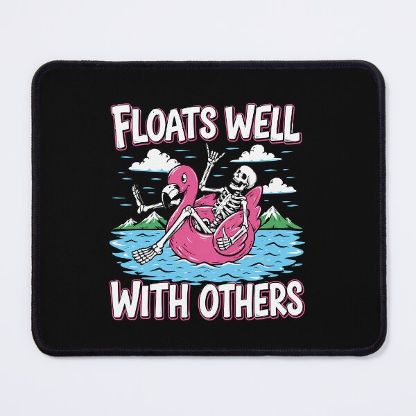 Item preview, Floats Well with Others,skeletonon Pink Flamingo Summer Joke designed and sold by BornBorn.