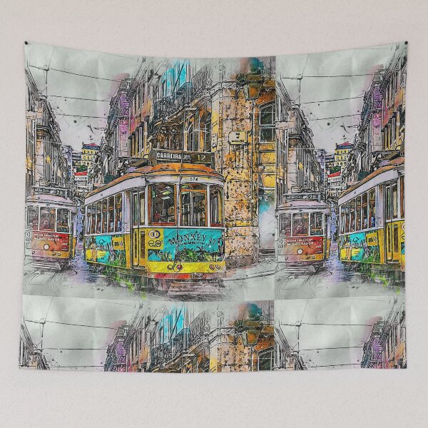Item preview, Lisbon Portugal Tram Street Art | Portugal Travel Print | Lisbon City Poster designed and sold by DigitalChickHub.