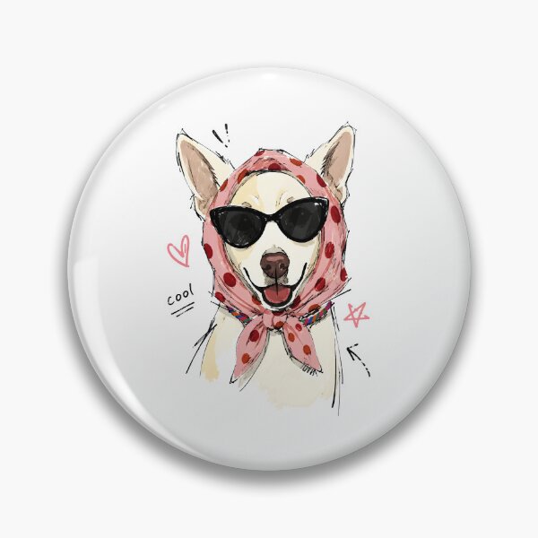 Item preview, Cool Smiling Dog with Polka Dot Headscarf & Sunglasses – Hand-Drawn Art designed and sold by RamyGallery.