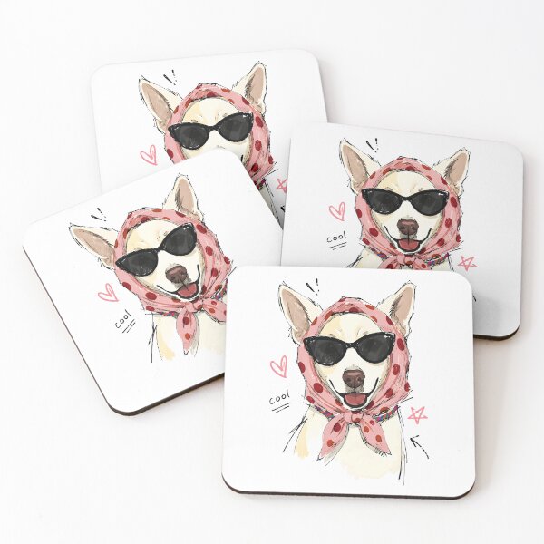 Item preview, Cool Smiling Dog with Polka Dot Headscarf & Sunglasses – Hand-Drawn Art designed and sold by RamyGallery.