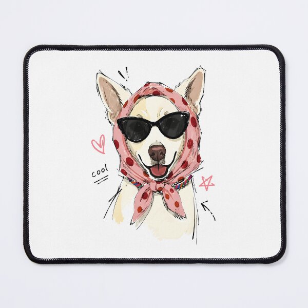 Item preview, Cool Smiling Dog with Polka Dot Headscarf & Sunglasses – Hand-Drawn Art designed and sold by RamyGallery.