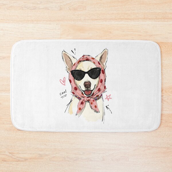 Item preview, Cool Smiling Dog with Polka Dot Headscarf & Sunglasses – Hand-Drawn Art designed and sold by RamyGallery.