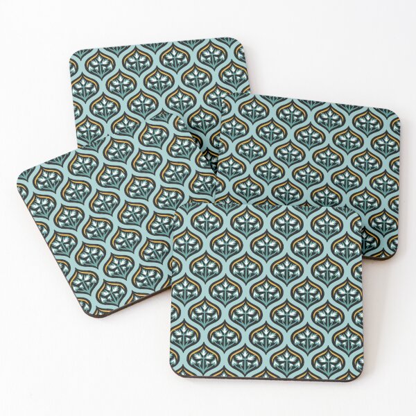 Item preview, Teal and Orange Art Nouveau Pattern designed and sold by The Painted Lamb.