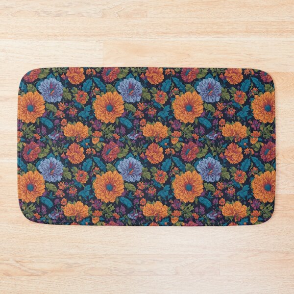 Item preview, Blue and Orange Flowers designed and sold by The Painted Lamb.