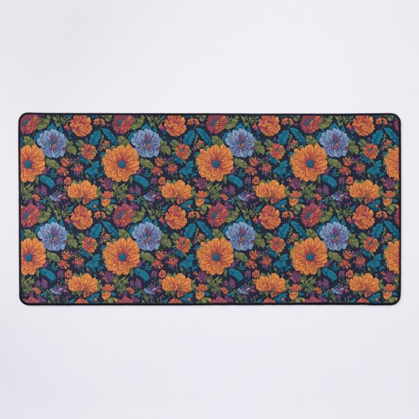 Item preview, Blue and Orange Flowers designed and sold by The Painted Lamb.