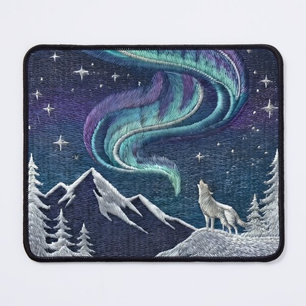 Item preview, Howling Wolf under Aurora Borealis Night Sky designed and sold by mdsakibhossain.