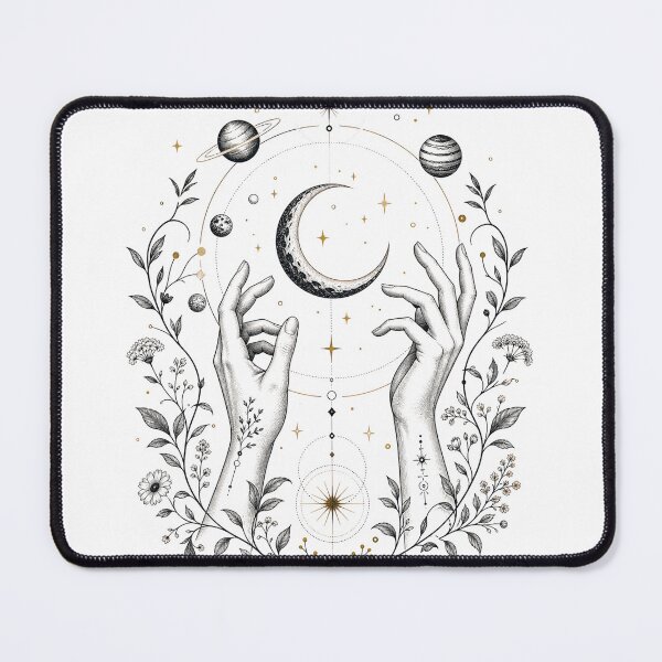 Item preview, Celestial Hands | Moon, Stars & Cosmic Line Art Mystical Graphic T-Shirt designed and sold by rushaib.