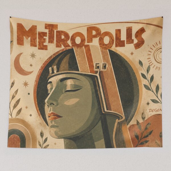 Item preview, Metropolis Poster Boho Futurist Portrait for Retro Art Lovers designed and sold by RickE.