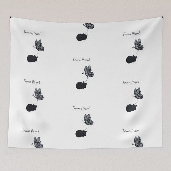 Item preview, Forever Missed – Sleeping Cat and Butterfly Memorial Tribute designed and sold by Fatomfatom.