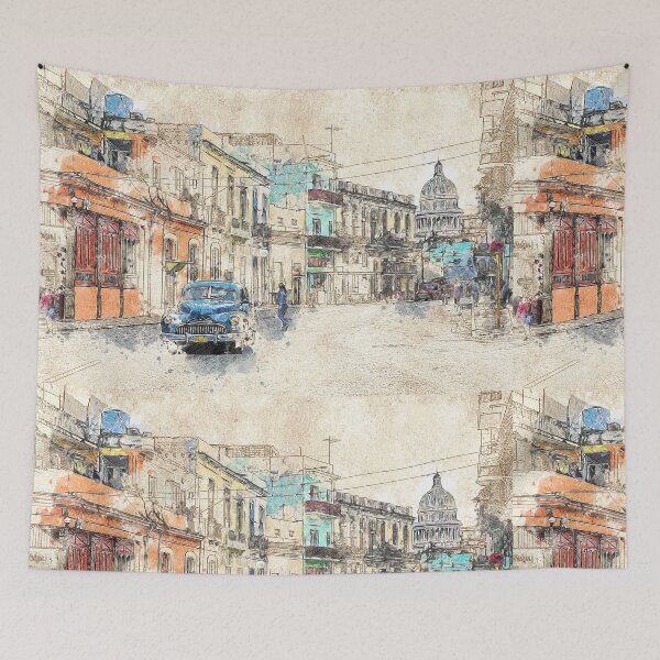 Item preview, Havana Cuba Vintage City Street | Cuba Travel Art Print | Havana Wall Poster designed and sold by DigitalChickHub.