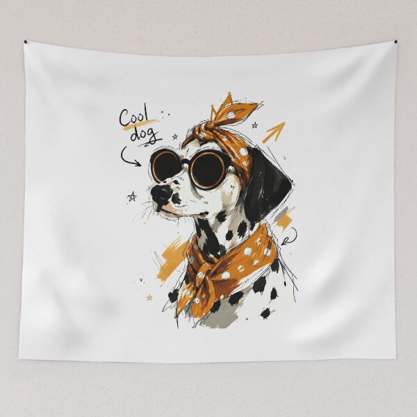 Item preview, Cool Dalmatian Dog with Sunglasses & Polka Dot Bow – Hand-Drawn Art designed and sold by RamyGallery.