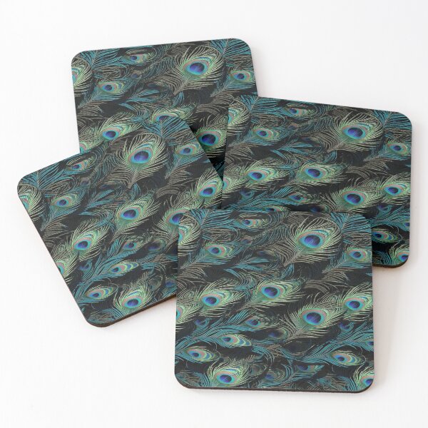 Item preview, Peacock Feathers on Black designed and sold by The Painted Lamb.