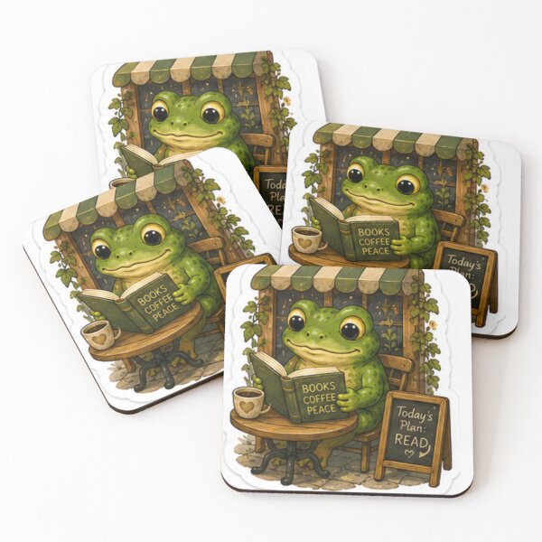 Item preview, Books Coffee Peace Reading Frog designed and sold by AtlasPixel.