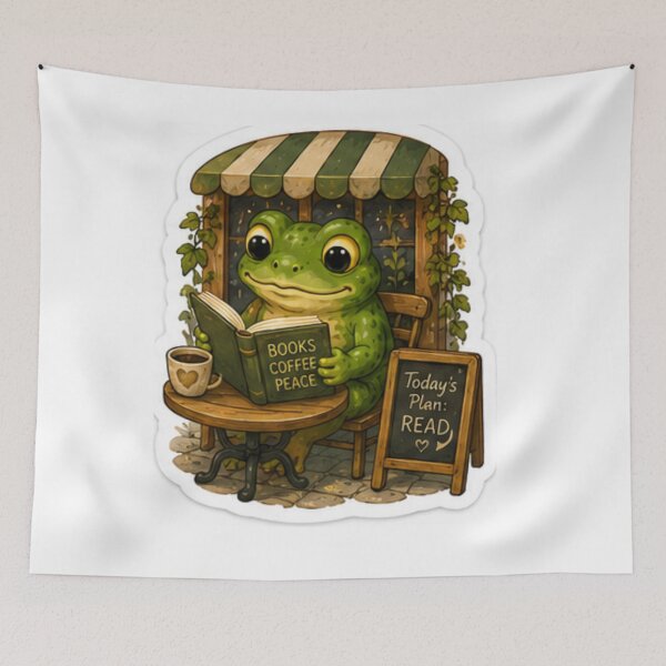 Item preview, Books Coffee Peace Reading Frog designed and sold by AtlasPixel.