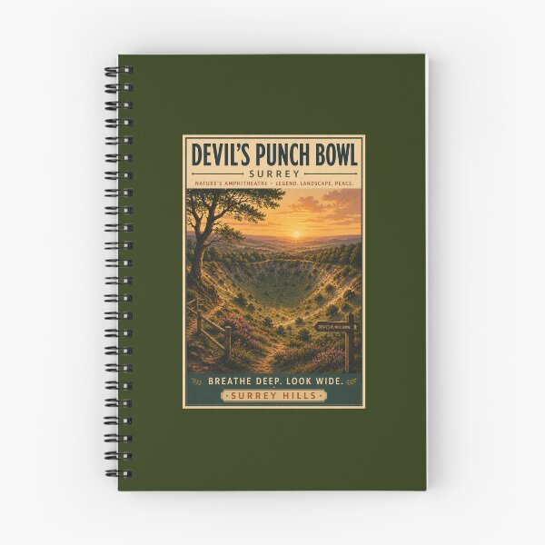 Item preview, Devil's Punch Bowl Surrey Vintage Poster – Surrey Hills Landscape designed and sold by ThatSurreyLife.