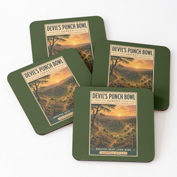 Item preview, Devil's Punch Bowl Surrey Vintage Poster – Surrey Hills Landscape designed and sold by ThatSurreyLife.