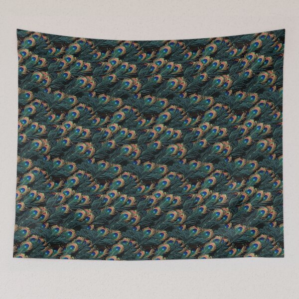 Item preview, Bright Peacock Feathers on Black designed and sold by The Painted Lamb.