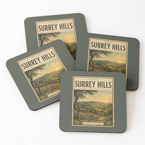 Item preview, Visit Surrey Hills Vintage Poster – Natural Beauty & Endless Views designed and sold by ThatSurreyLife.
