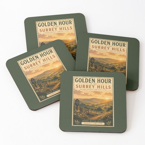 Item preview, Golden Hour in the Surrey Hills Vintage Poster – Surrey England Landscape designed and sold by ThatSurreyLife.
