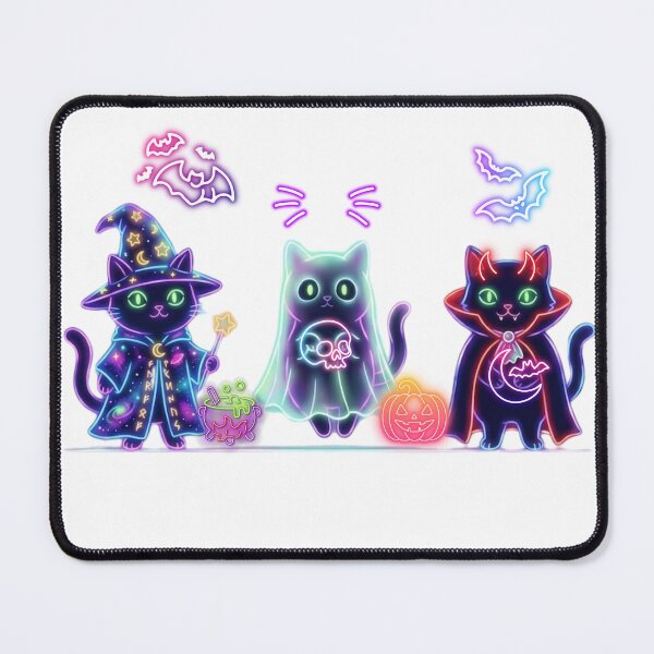 Item preview, Halloween graphic featuring a trio of creepy neon black cats designed and sold by VibranPalette.