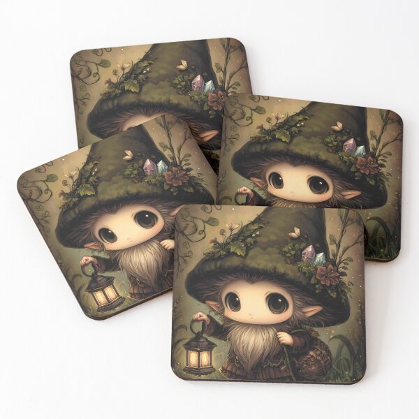 Item preview, Woodland Gnome Fantasy Art | Whimsical Forest Guardian designed and sold by InkAndGloom.
