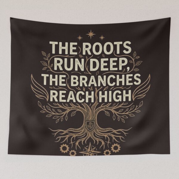 Item preview, The Roots Run Deep Branches Reach High Vintage Tree of Life Typography designed and sold by Dream Weave Studio.