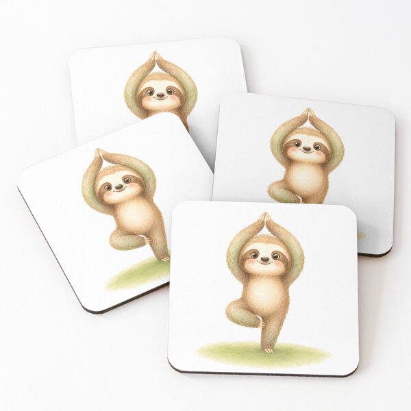 Item preview, Tree Pose Sloth Yoga Watercolor Print designed and sold by YogiAnimalArt.