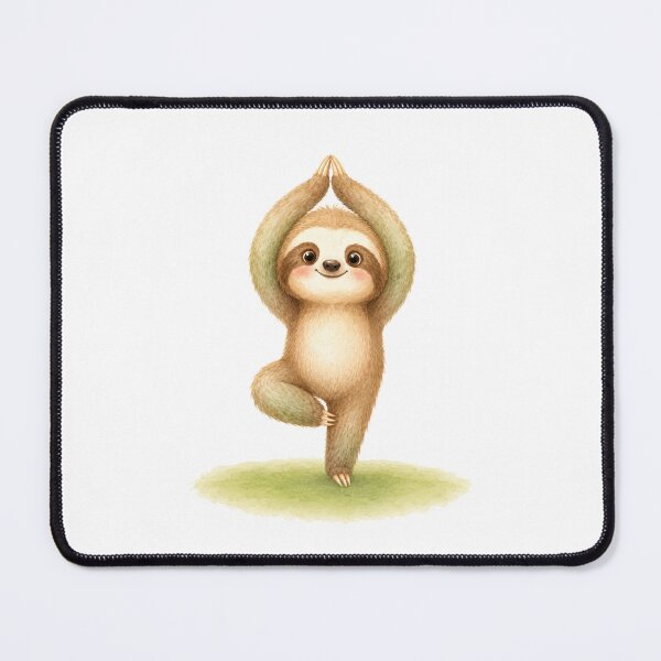 Item preview, Tree Pose Sloth Yoga Watercolor Print designed and sold by YogiAnimalArt.