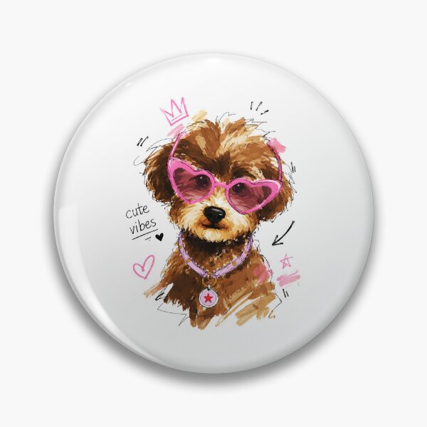 Item preview, Cute Vibes Poodle Puppy with Heart Sunglasses – Hand-Drawn Dog Art designed and sold by RamyGallery.
