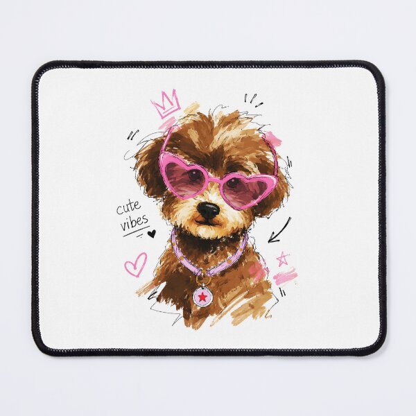 Item preview, Cute Vibes Poodle Puppy with Heart Sunglasses – Hand-Drawn Dog Art designed and sold by RamyGallery.