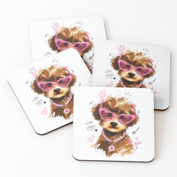 Item preview, Cute Vibes Poodle Puppy with Heart Sunglasses – Hand-Drawn Dog Art designed and sold by RamyGallery.