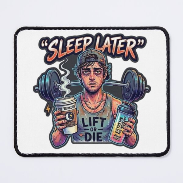 Item preview, Sleep Later Lift or Die – Funny Tired Gym Shaker Pre-Workout Graphic designed and sold by Northern Glow Art.
