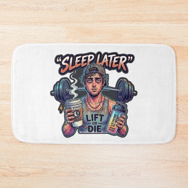 Item preview, Sleep Later Lift or Die – Funny Tired Gym Shaker Pre-Workout Graphic designed and sold by Northern Glow Art.