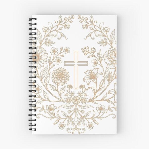 Item preview, Christian Cross with Elegant Floral Wreath - Gold Line Art Design designed and sold by Gubgubsdesigns.