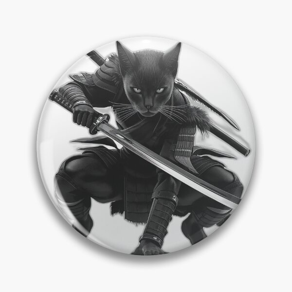 Item preview, Twin Tanto Cat Assassin — Japanese Warrior Art designed and sold by Tokyo Neo Noir Collective .