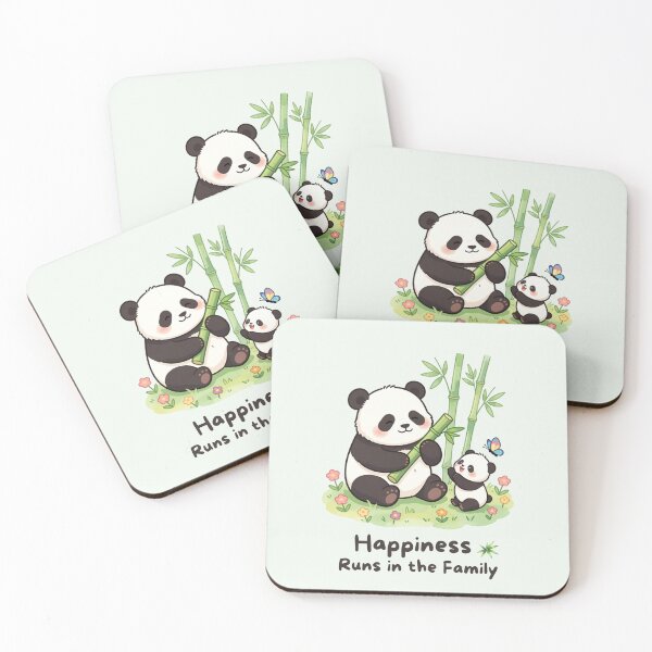 Item preview, Happiness Runs in the Family | Cute Panda Watercolor designed and sold by BCapybara.