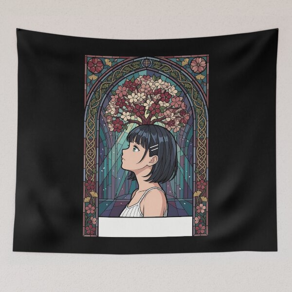 Item preview, Kirigaya Suguha Sword Art Online Floral Stained Glass Portrait designed and sold by mildaclairmo.