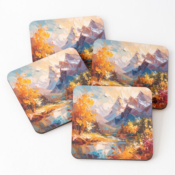 Item preview, Abstract Mountain Landscape with Autumn Leaves designed and sold by Vicky Brago-Mitchell®.