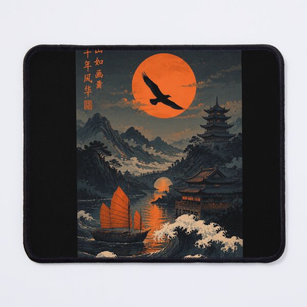 Item preview, Ancient China Legend – Red Moon Over Eastern Rivers and Mountains. designed and sold by TialCorner.