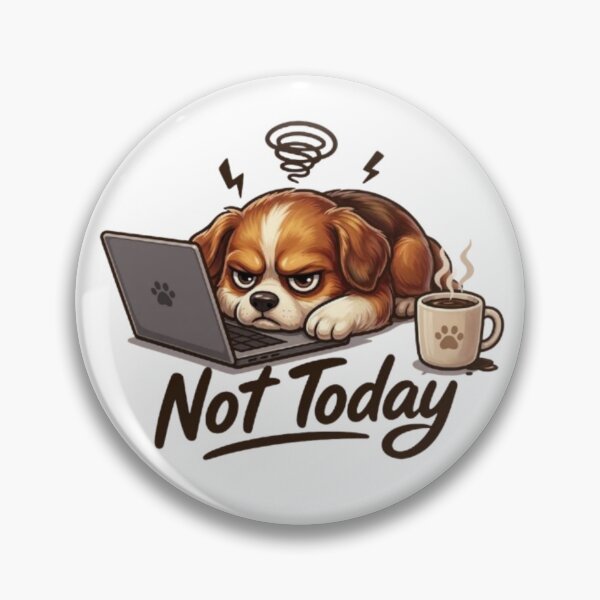Item preview, Not Today Angry Dog – Funny Overworked Puppy Laptop & Coffee Cartoon designed and sold by Northern Glow Art.