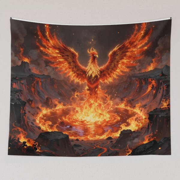 Item preview, Flaming Phoenix Rises From Fire and Magma designed and sold by Fanta-sticky.