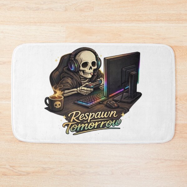 Item preview, Respawn Tomorrow Skeleton Gamer – Funny Sleep Deprived Gaming Quote Graphic designed and sold by Northern Glow Art.