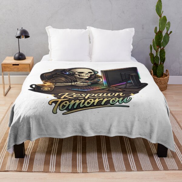 Item preview, Respawn Tomorrow Skeleton Gamer – Funny Sleep Deprived Gaming Quote Graphic designed and sold by Northern Glow Art.