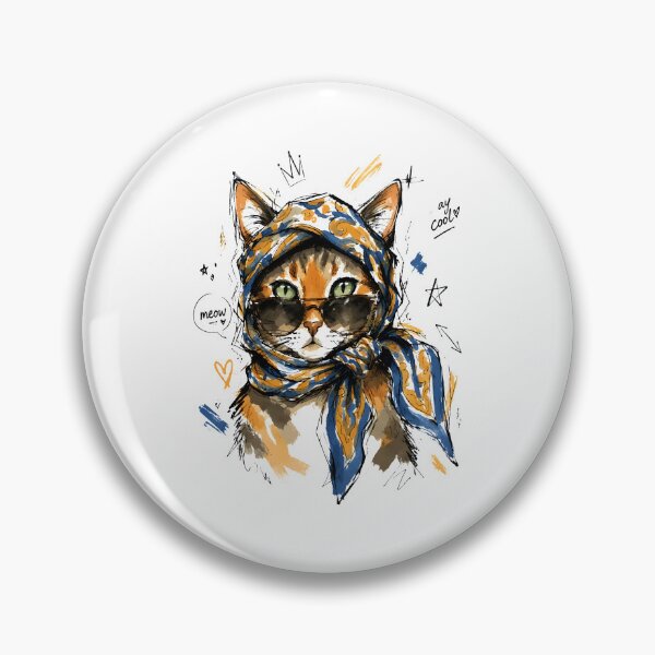 Item preview, Stay Cool Cat with Sunglasses & Paisley Scarf – Hand-Drawn Cat Art designed and sold by RamyGallery.