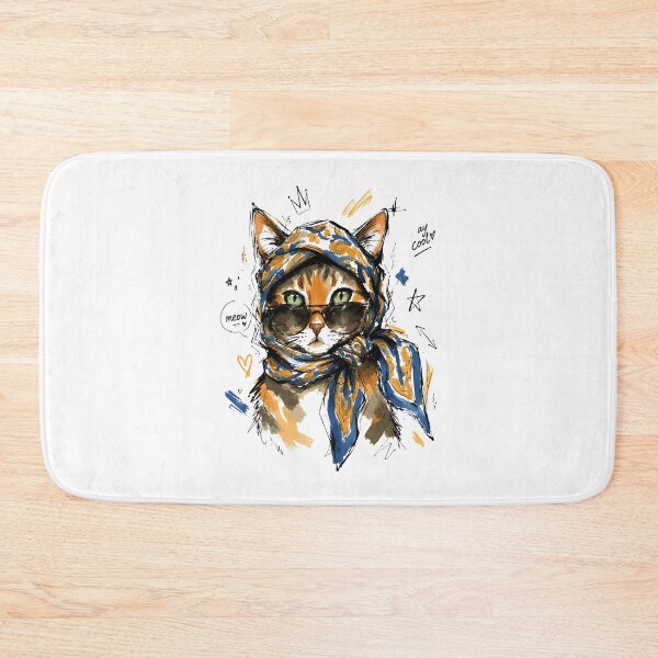 Item preview, Stay Cool Cat with Sunglasses & Paisley Scarf – Hand-Drawn Cat Art designed and sold by RamyGallery.