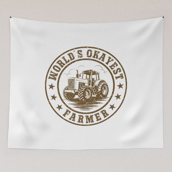 Item preview, World's Okayest Farmer Vintage Tractor Badge Style designed and sold by Dmetalx Art Apparel.