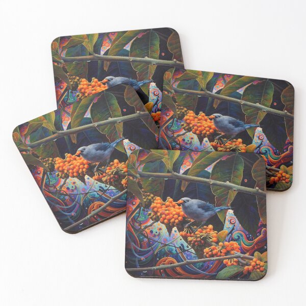 Item preview, Blue Tanager Bird Eating Orange Berries designed and sold by WildLedger.
