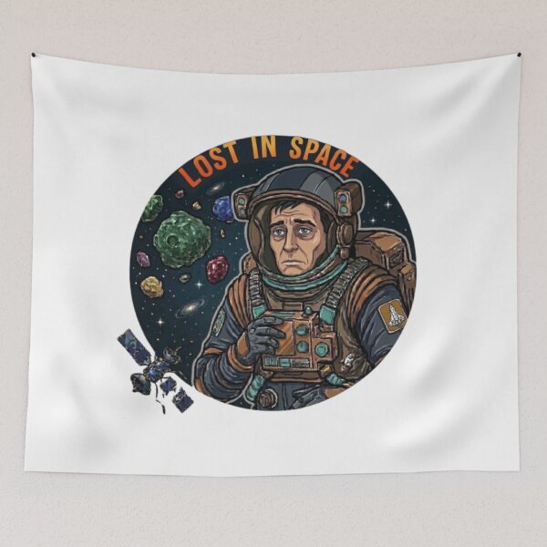 Item preview, Lost In Space Astronaut – Funny Tired Retro Sci-Fi Spacesuit Graphic designed and sold by Northern Glow Art.
